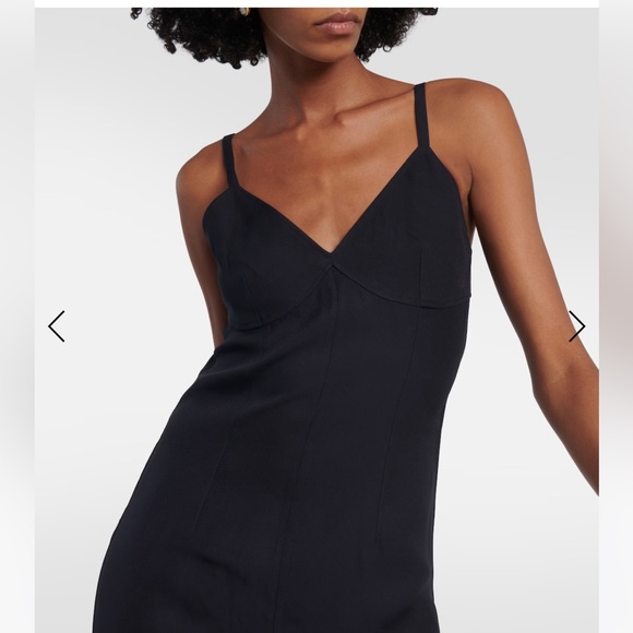 Toteme Cami top Crepe slip dress black with navy hint EU 38 US 6 zip closure - Picture 3 of 16